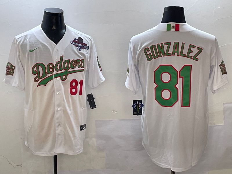 Men Los Angeles Dodgers 81 Gonzalez White Game Mexico 2025 Nike MLB Jersey style 3